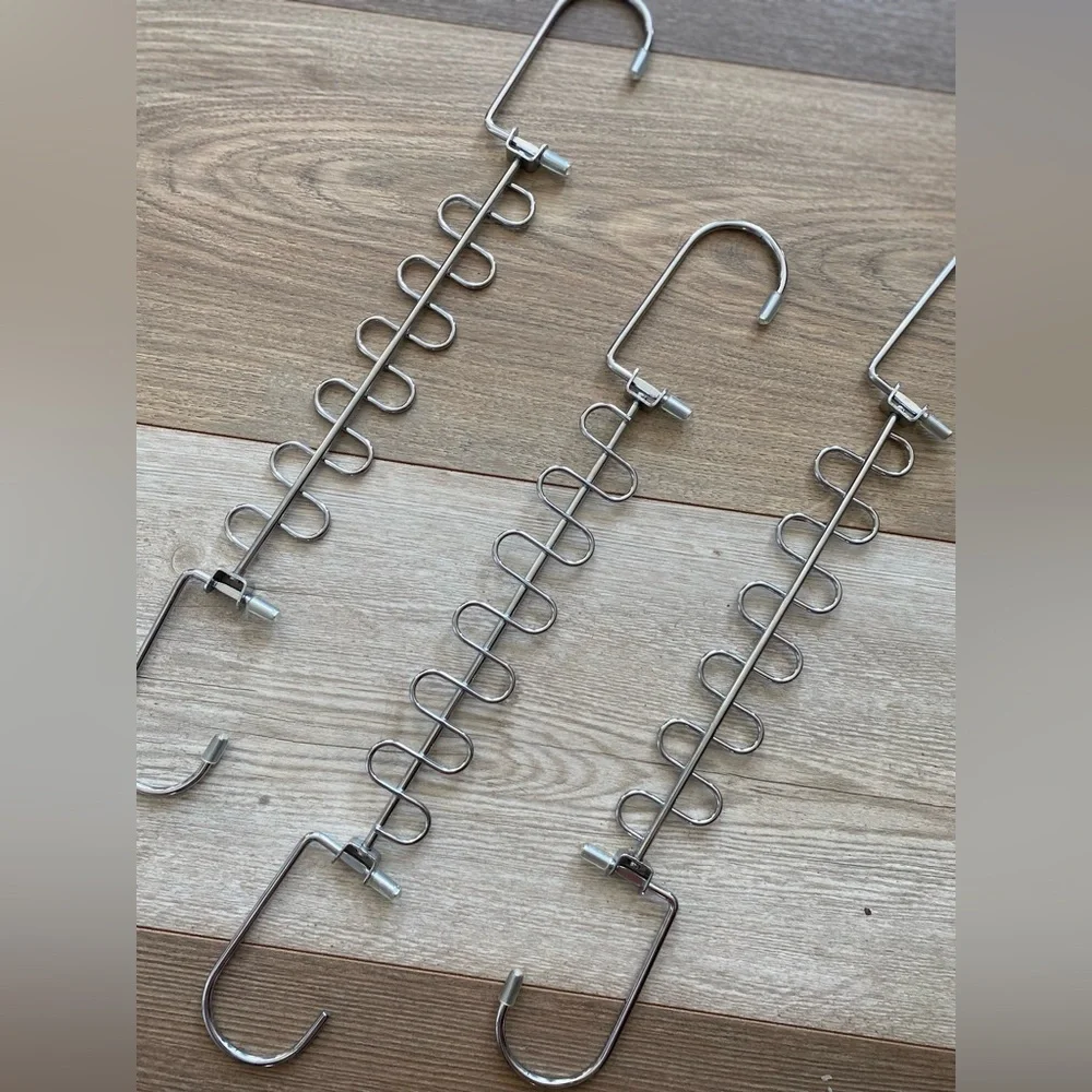 (3) SET SPACE SAVING METAL CHAIN 12 SLOT CASCADING CLOTHING HANGERS